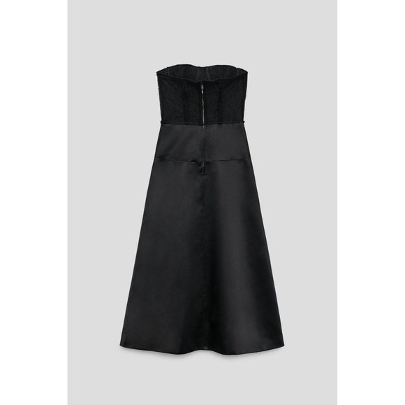 Zara Limited Edition Black Bustier Strapless Midi Dress - Picture 7 of 12